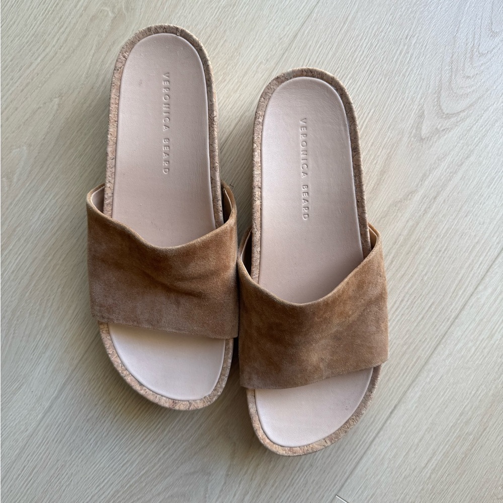 Veronica Beard Brown Suede Wedge Sandals